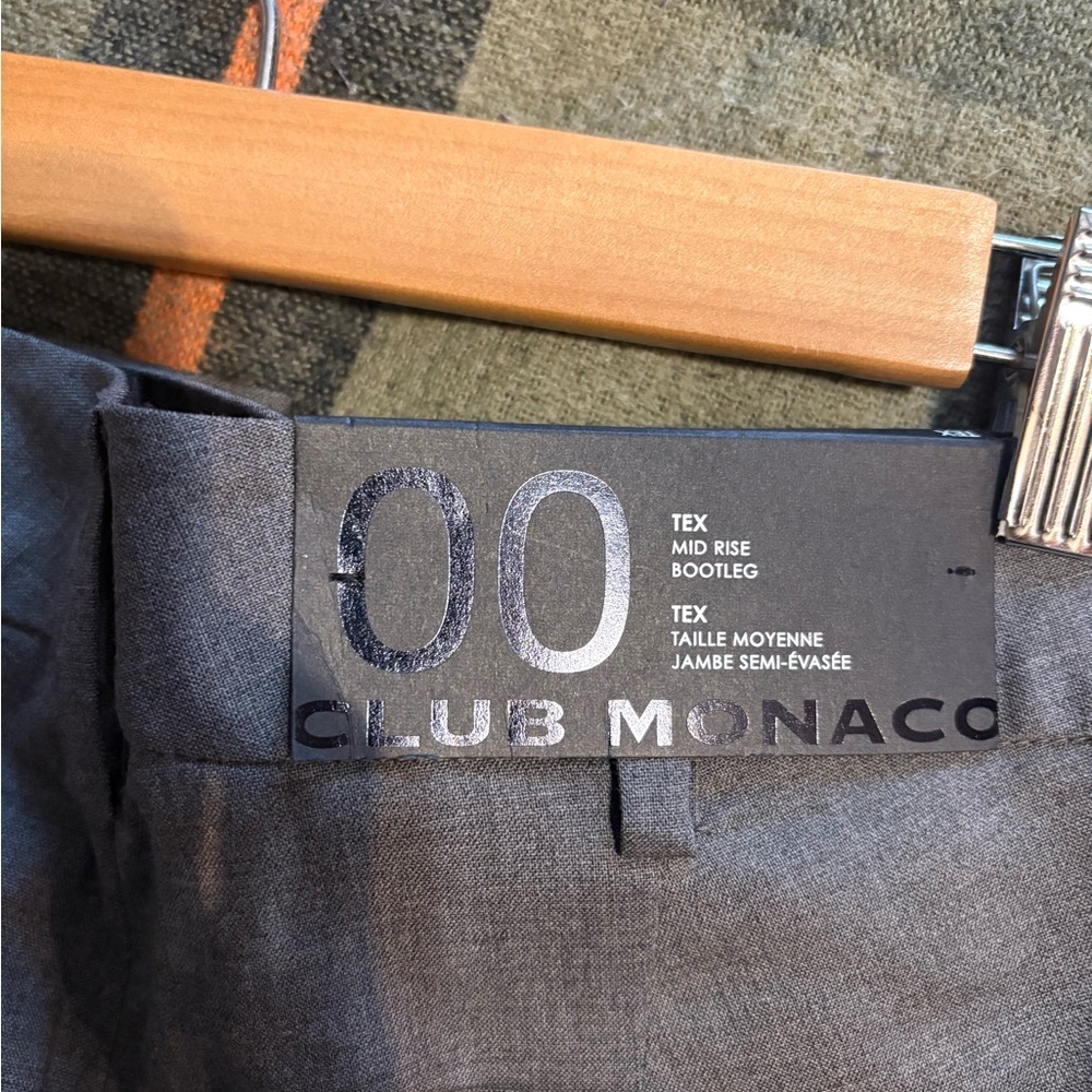 New with tags Club Monaco Grey Mid Rise Tex wool Trousers size 00